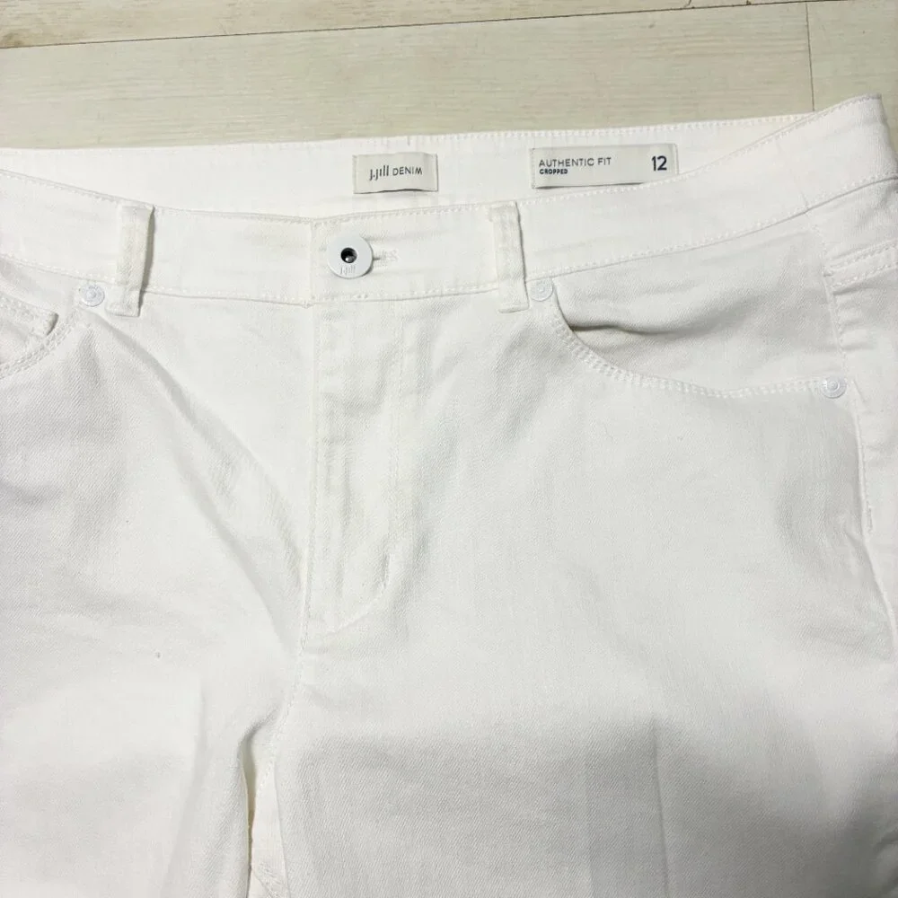 J. Jill Women's Authentic Fit Cropped White Jeans Size 12 - Picture 3 of 6